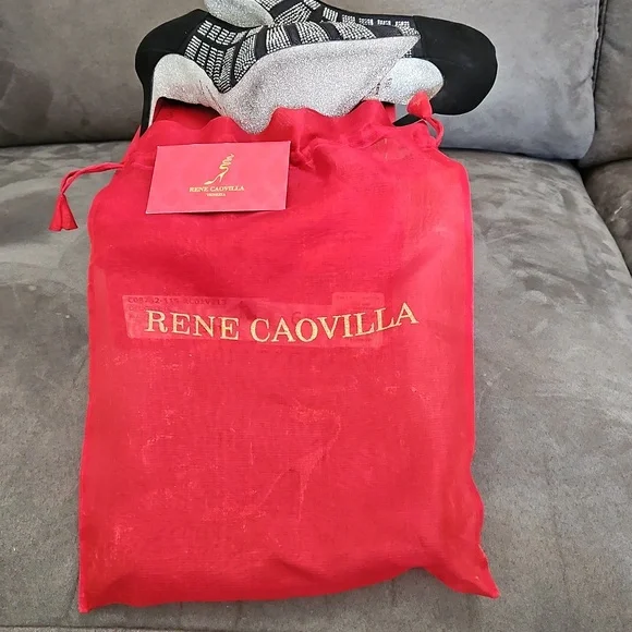 Rene Caovilla 38 1/2 Black/Silver Pumps - Picture 4 of 4